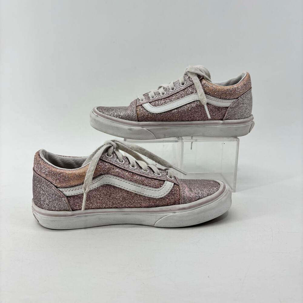 Vans Girls Size 3.5 US Juniors Pink Glitter Lace Up Casual Sneakers - Picture 5 of 14